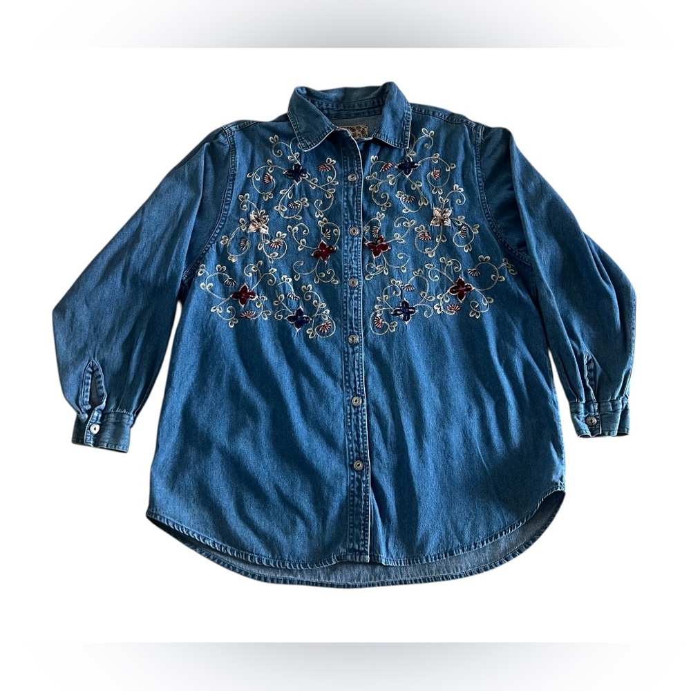 Tantrum Blues Denim Shirt Embroidered Vintage